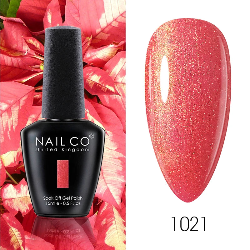 NAILCO 15ML Top Gel Nail Polish Nails Semi-permanent UV Varnish Glitter High Quality Glass Bottle Nail Art Polish For Manicure
