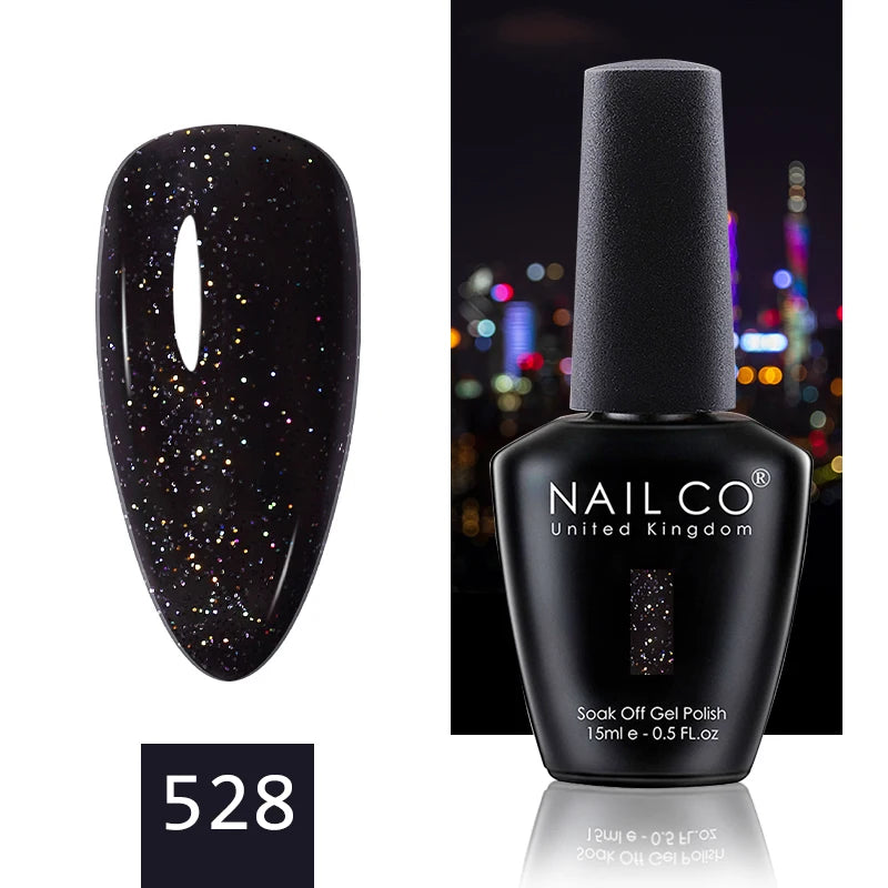 NAILCO 15ML Top Gel Nail Polish Nails Semi-permanent UV Varnish Glitter High Quality Glass Bottle Nail Art Polish For Manicure