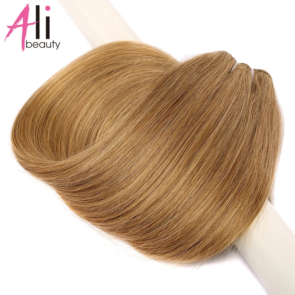 Human Hair Bundles Straight Double Drawn Weft European Remy Natural Human Hair Weaves Extension 100g Can Curly Hair