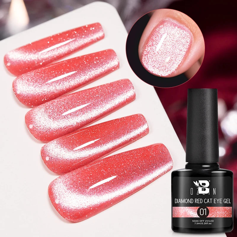 7.5ml Red Glitter Gel Nail Polish Crystal Semi Permanent Soak Off UV Gel Varnish Nail Art Manicure Base Matte Top Coat Vernis