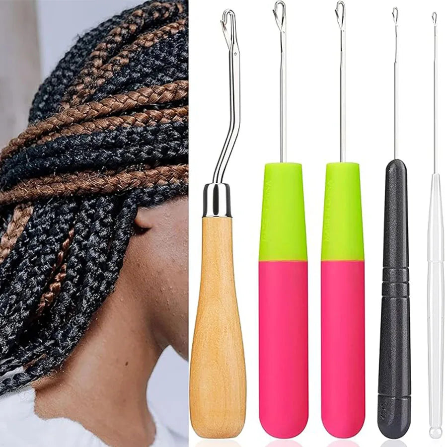 9 Pcs Bent Latch Hook Set Crochet Needle Dreadlocks Tool Knitting Crochet Hooks Hair Extensions Tool for Braiding