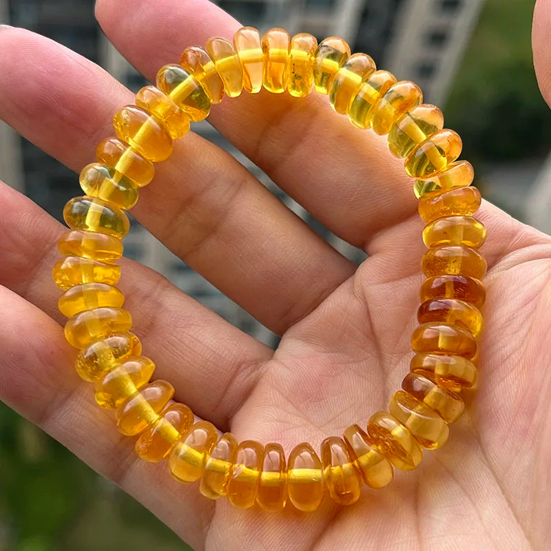 Baltic Plant Amber Bracelet for Women Gift Unique Handmade Irregular Golden Beads New Natural Stone Jewelry Supplier Wholesale