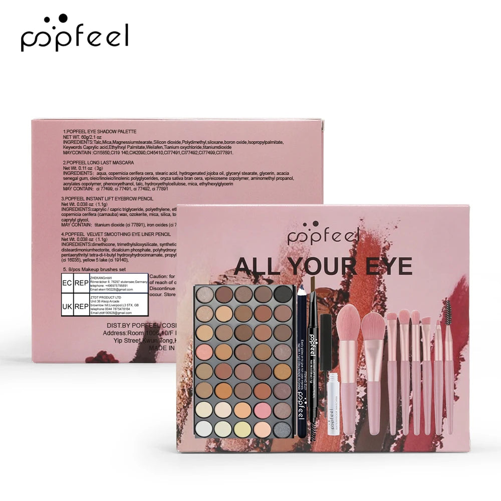 40 Colors Eyeshadow Palette Set, Eyebrow Pencil Eyeliner Pen Mascara With A Set Of Makeup Brushes Eye Cosmetics