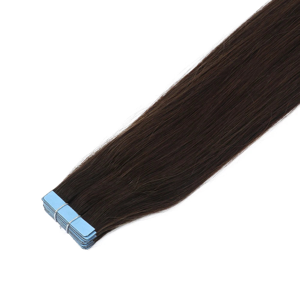 Tape in Human Hair Extensions Brown Seamless Tape in Hair Extensions Skin Weft PU Tape On Hair 12"-24" Machine Remy Tape ins