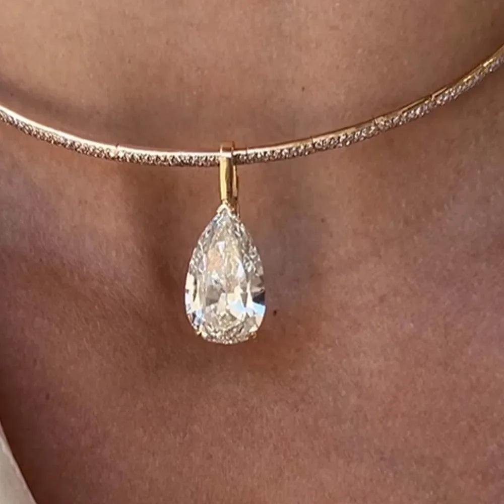 Stonefans Water Drop Pendant Choker Necklace Wedding Luxury Rhinestone Accessories Fashion 2025 Charms Jewelry High Quality Gift