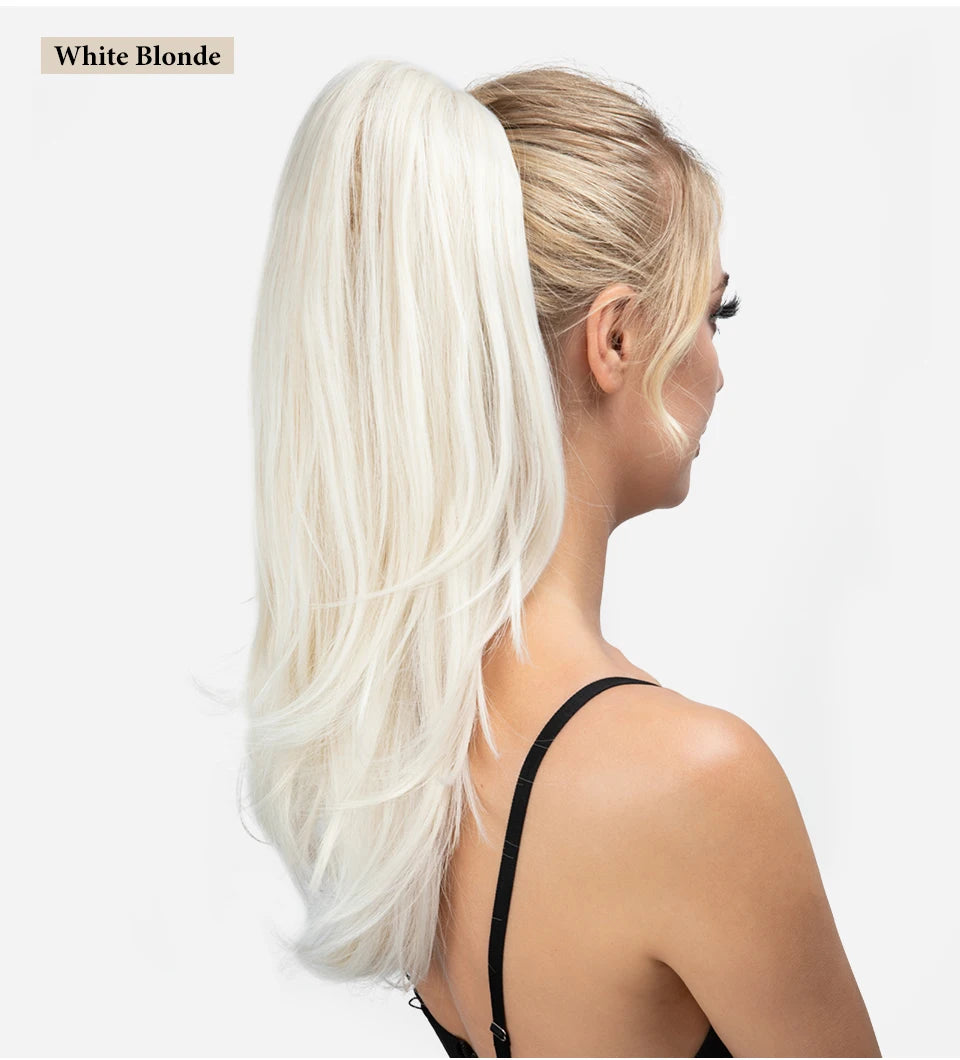 SARLA Claw Clip Ponytail Extension - Long Silky Straight Synthetic Hair