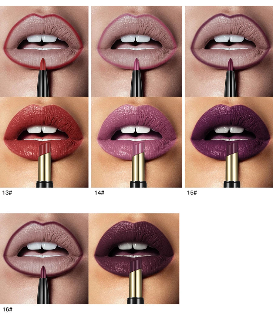 Pudaier Makeup 2 in 1 Matte Lipstick & Lip Liner Nude Lip Stick Pencil Make up Cosmetics Lip Balm Matt Cream Lipbalm Lipliner