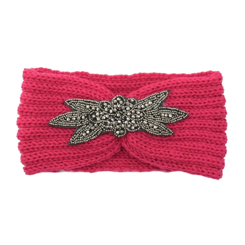 Knitted Rhinestone Butterfly Headband - Fashionable Hair Accessory