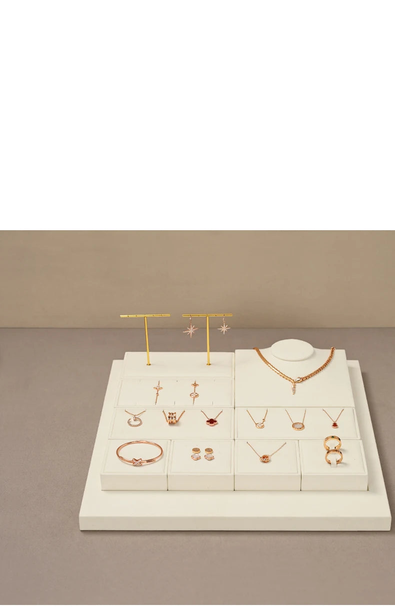 Oirlv Fashion Microfiber Jewelry Display Organizer Props Ring Pendant Necklace Holder Jewelry Rack Display Stand Sets Showcase