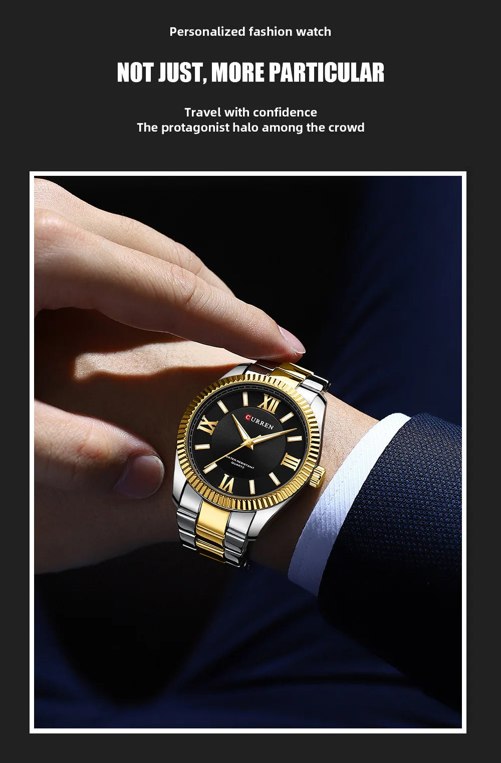 CURREN 8453 Men's Quartz Watch Fashionable Elegant Waterproof Luminous Stainless Steel Strap Business Men's Watch reloj hombre