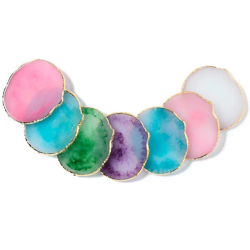 Nail Art Palette False Nail Tips Mixing Color Drawing Pallet Gel Polish Display Shelf Round Resin Agate Stone Manicure Tool