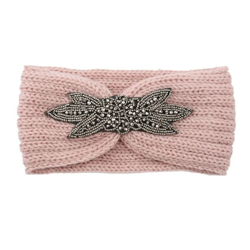 Knitted Rhinestone Butterfly Headband - Fashionable Hair Accessory