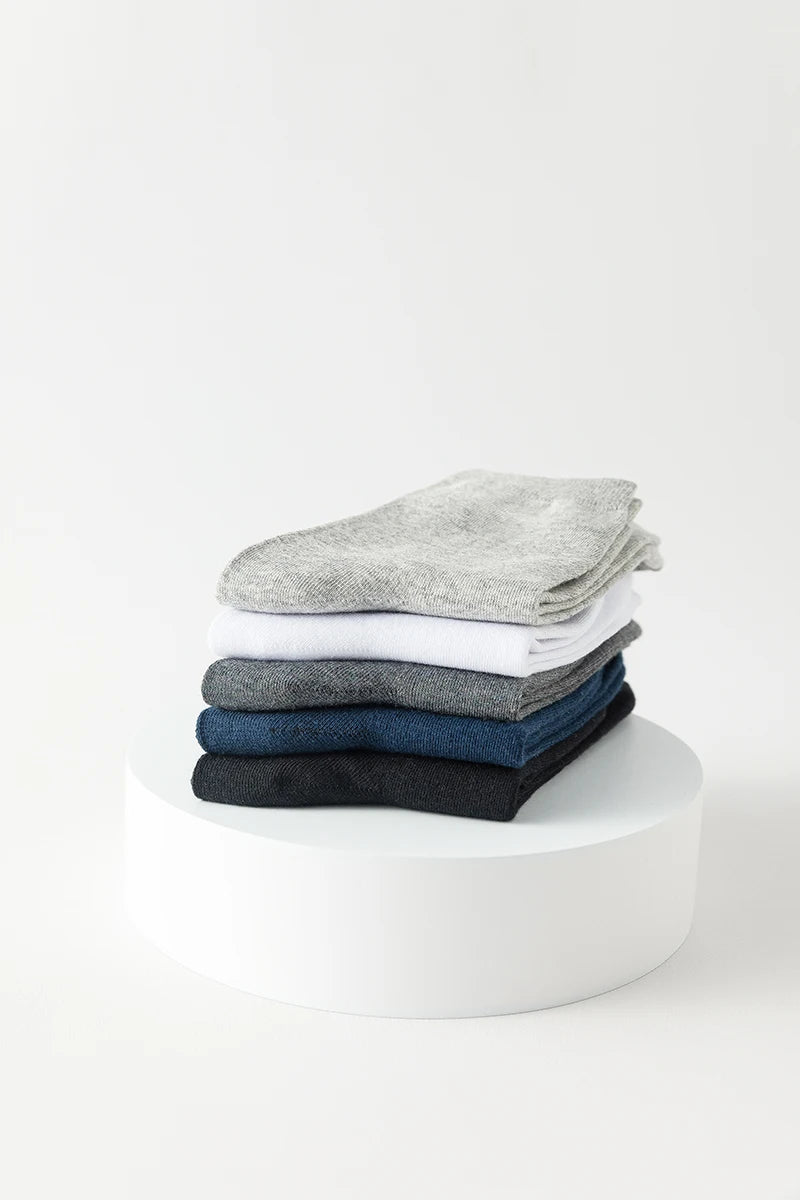 10 Pairs New Men's Cotton Socks Black Business Men Socks Soft Breathable Autumn Spring for Male White US6-10