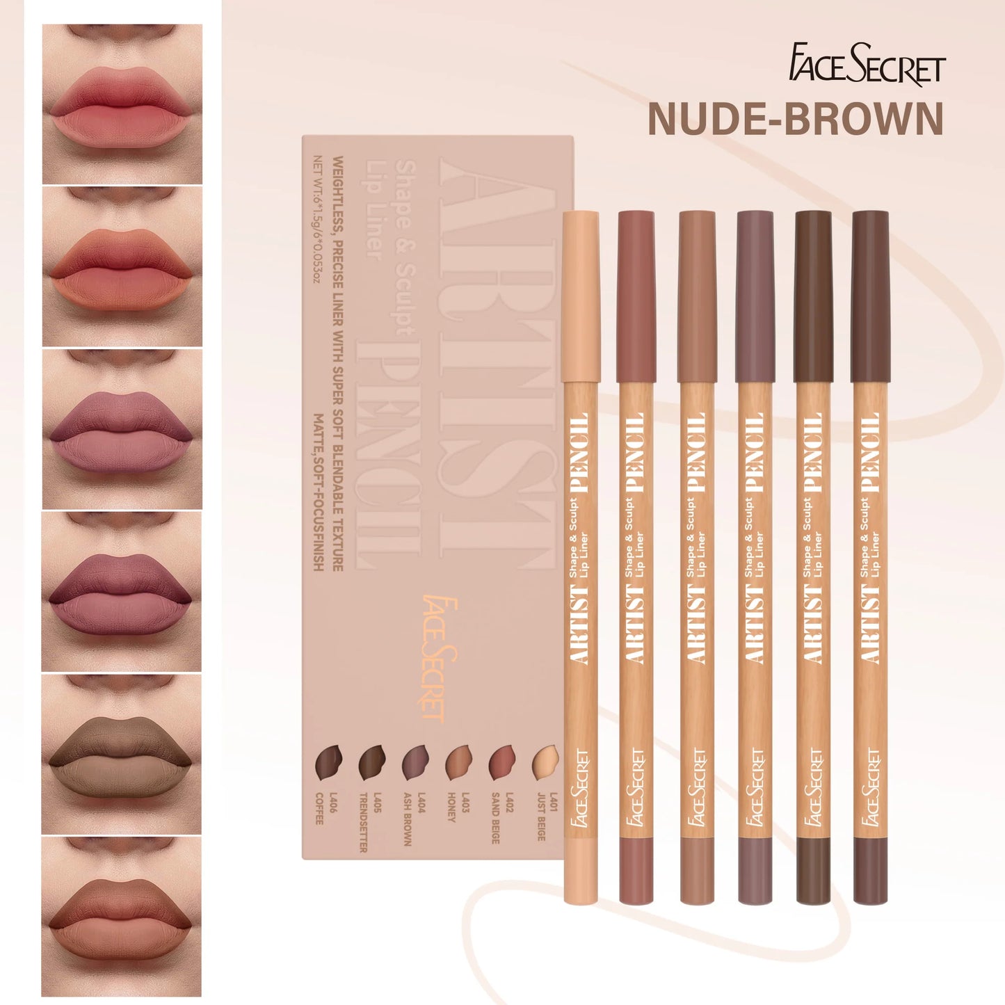 Thanks Giving Day Gift:6Pcs Lipliner Set,Nude/Pink/ Coffee Tones,Waterproof, Longlasting,Silk,Easy To Color,Women Makeup Combo,