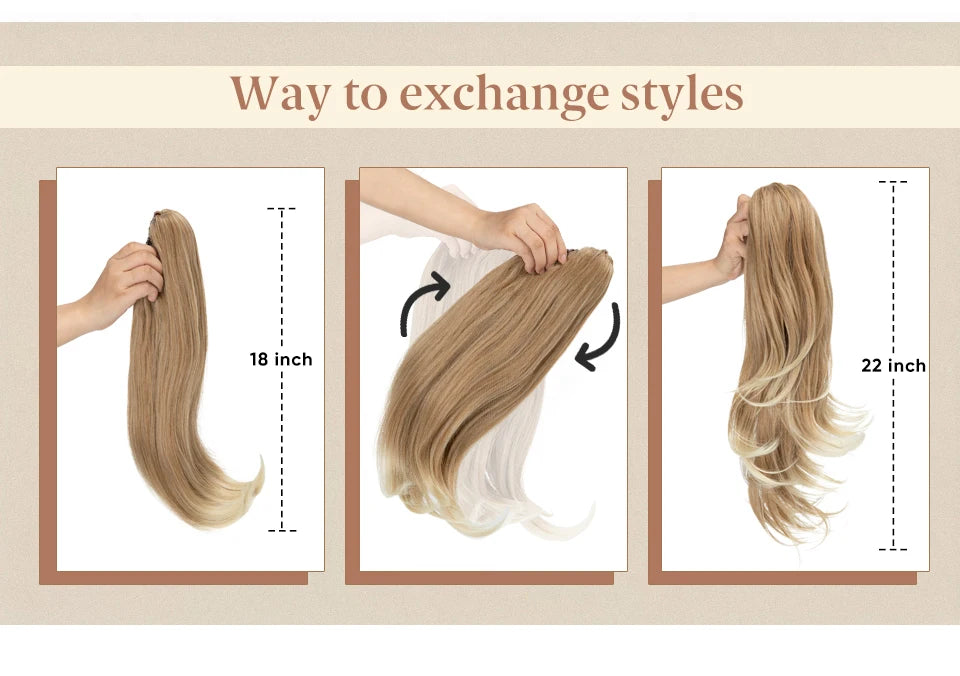 SARLA Claw Clip Ponytail Extension - Long Silky Straight Synthetic Hair