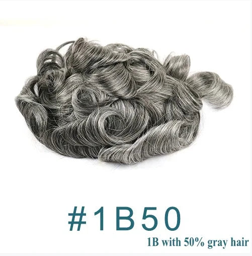 1B20 1B50 Grey Black Hair Breathable Q6 Human Hair Toupee for Men Natural Hairline Bleach Knots Swiss Lace Capillary Prosthesis