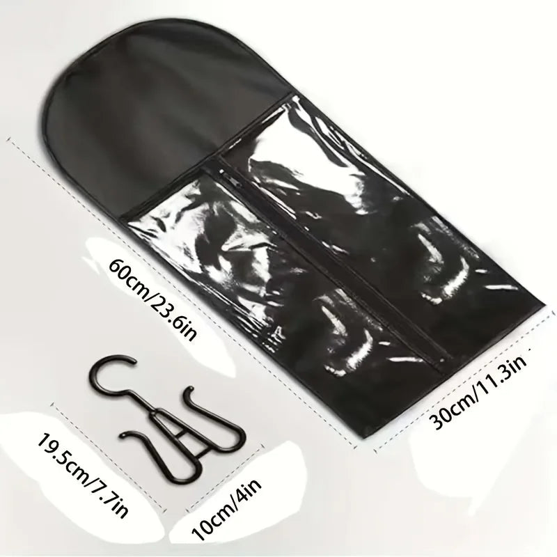 1Set Wig Storage Bag With Hanger Hair Bags With Plastic Hanger For Virgin Hair Black Wig Organizer Hangers For Multiple Wigs New