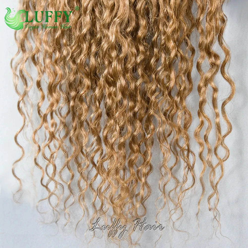 Boho Box Braids Crochet Human Hair Curls #27 Honey Blonde Pre Looped Crochet Braids With Human Hair Deep Curly