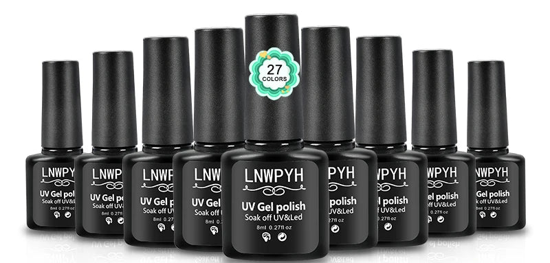 Nail Gel Polish Kit With LED Nail Lamp Semi-Permanent 27 Colors Soak Off Base&Top Coat Varnish Manicure Set For Nails Salon Kit