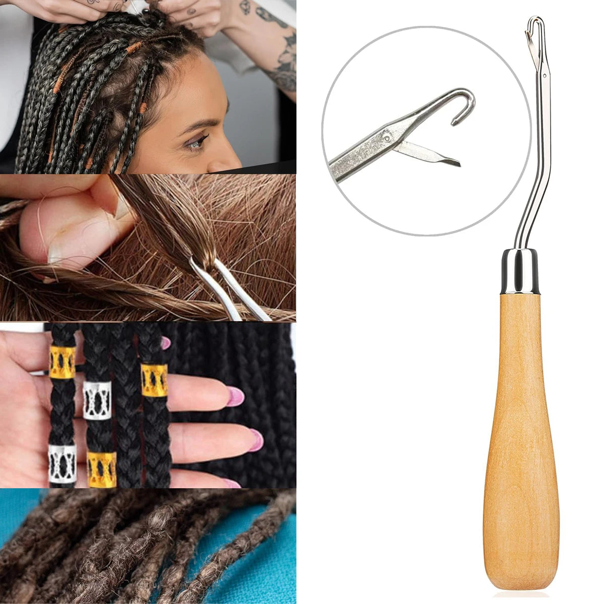 Latch Hook Crochet Needle - Wooden Dreadlocks Hair Extension Tool