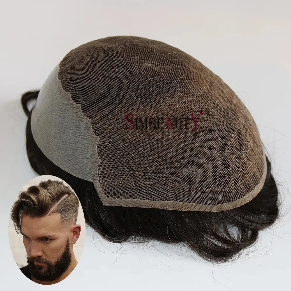 1B20 1B50 Grey Black Hair Breathable Q6 Human Hair Toupee for Men Natural Hairline Bleach Knots Swiss Lace Capillary Prosthesis