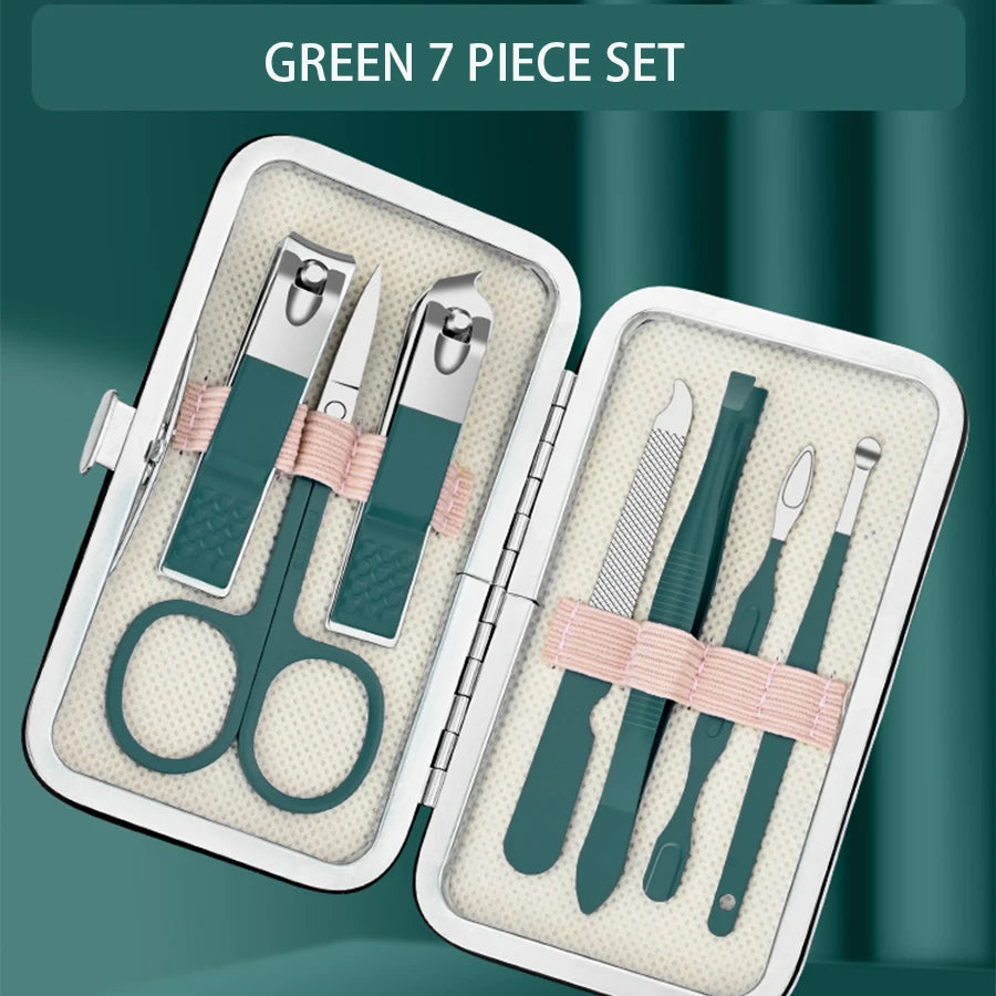 Professional Manicure Set 7-18 PCS Stainless Steel Nail Clipper Set Thick And Hard Nail Trimmer For Woman And Man Portable Set