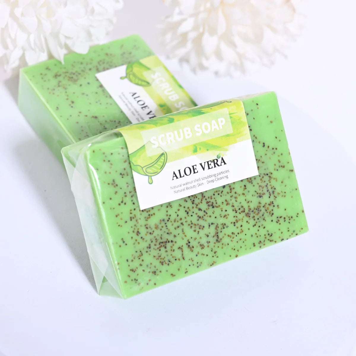 M+Natural Handmade Lightening Whitening Frosted Aloe Soap for Oil Pimple, Exfoliating, 100g