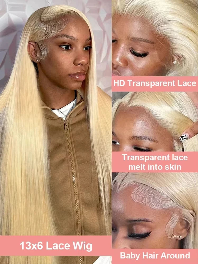 40-50 Inch 613 Blonde Wig - 13x6 HD Lace Front Bone Straight Human Hair