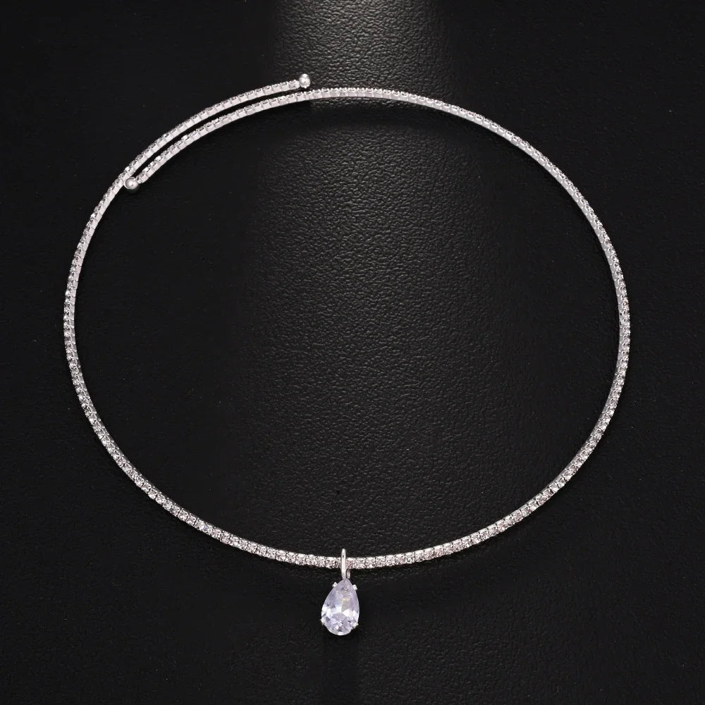 Stonefans Water Drop Pendant Choker Necklace Wedding Luxury Rhinestone Accessories Fashion 2025 Charms Jewelry High Quality Gift