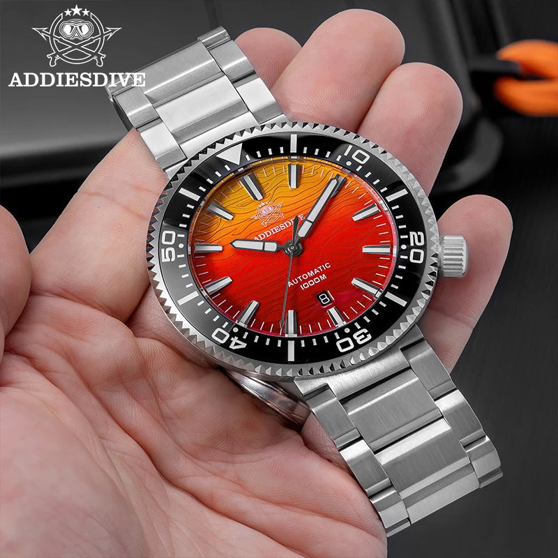 ADDIESDIVE AD2526 Automatic Mechanical Dive Watch Japan 8215 1000M Water Resistant Sapphire Double Dome Ceramic Bezel BGW9