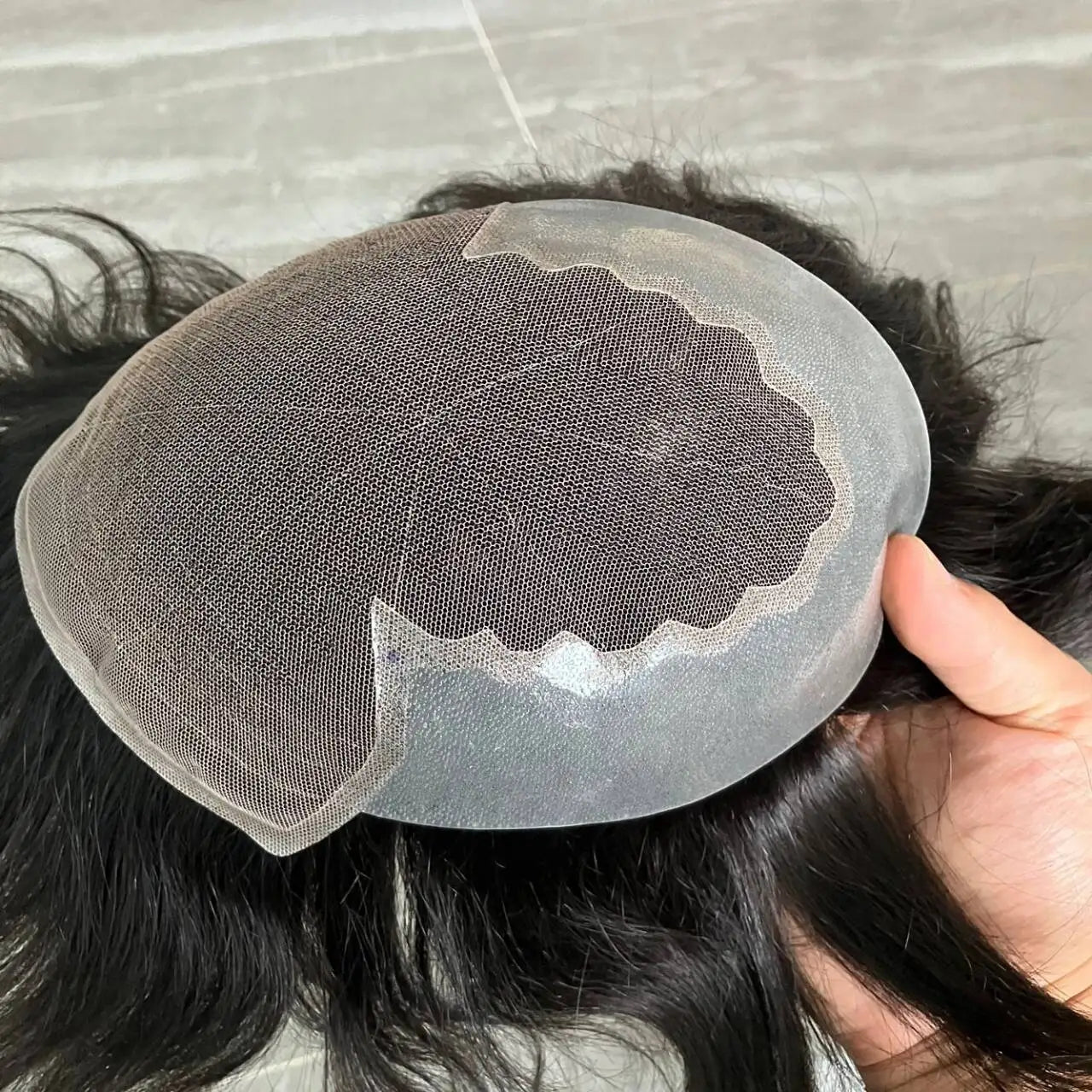 6mm Afro Kinky Curly Men Toupee - Lace & PU Base with Bleached Knots