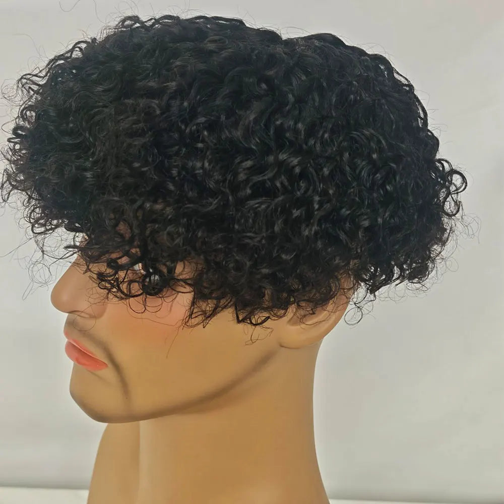 Human Hair Men Toupee Franch Lace Man's Hair Replacement System Wigs Mono Lace Hairpiece With PU Natural Black Color