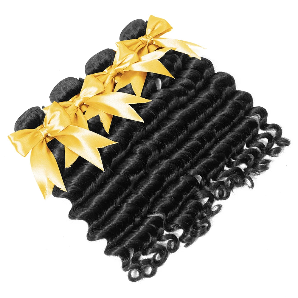 Brazilian Curly Human Hair Weave Bundles Loose Deep Wave 3 4  Remy Hair Bundles 30 32 34 36 Inch Hair Extensions Double Drawn