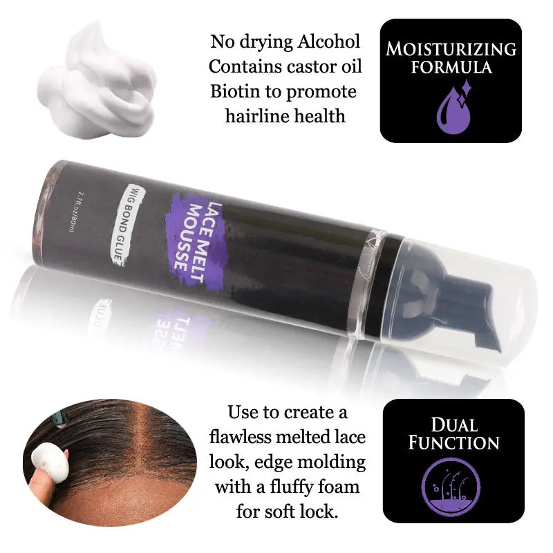 Lace Bond Glue Lace Melt Mousse 40ml-100ml Extreme Firm Hold Lace Melted Foam Glueless Wigs Install Lace Melting Foam Mousse