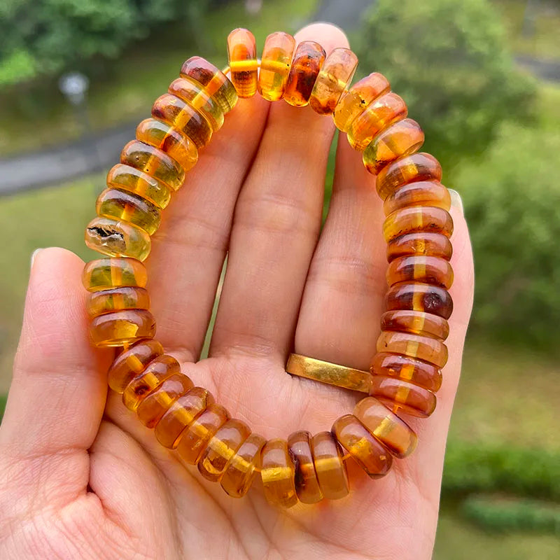 Baltic Plant Amber Bracelet for Women Gift Unique Handmade Irregular Golden Beads New Natural Stone Jewelry Supplier Wholesale