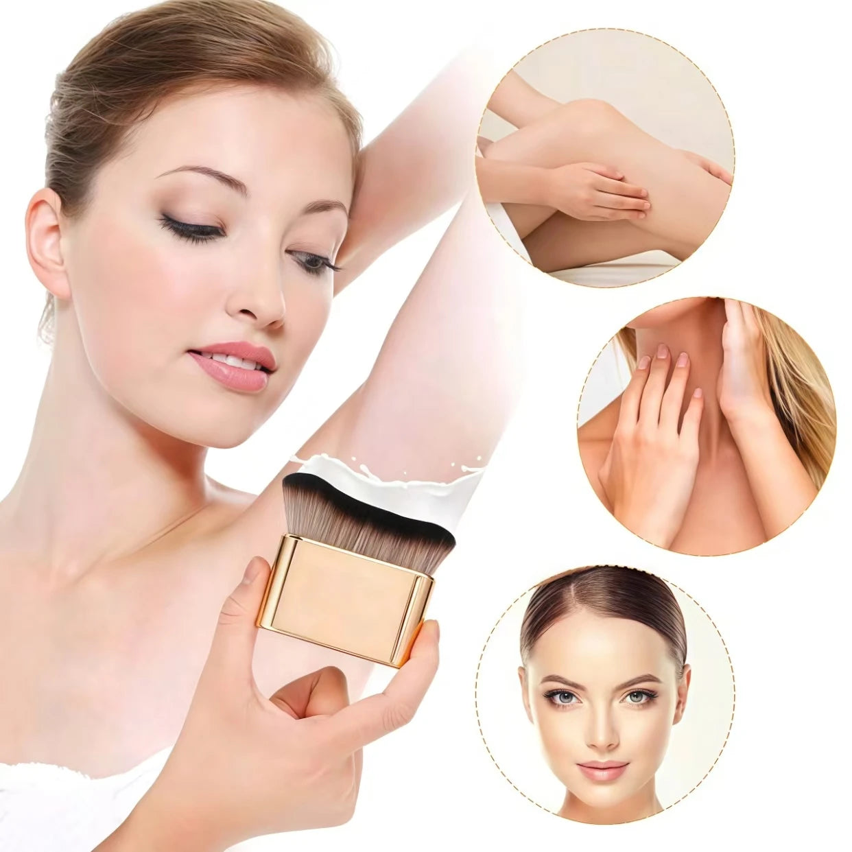 1 Foundation Brush Rose Gold Tanning Mixed Brush Foundation, Blush, Eye Shadow, Bronze, Facial and Neck Foundation Brush High and Low Foundation Brush