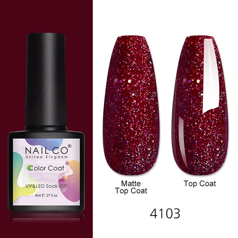 NAILCO 8ml Pink Red Colors Gel Nail Polish Nail Art Varnishes Gel Lacquer Coat LED Nails Manicure Design UV Gel Varnish Soak Off