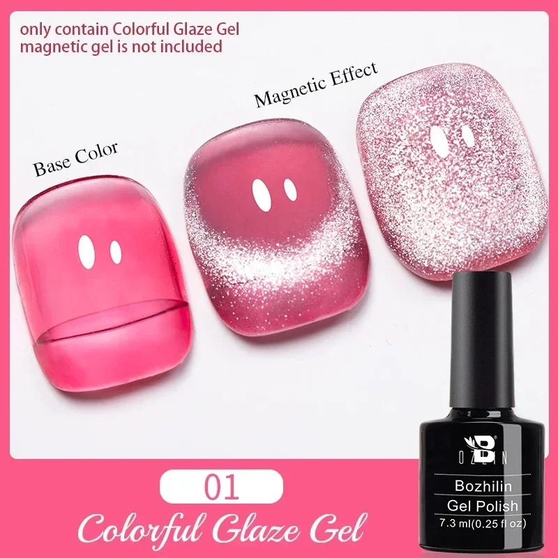 7.5ml Red Glitter Gel Nail Polish Crystal Semi Permanent Soak Off UV Gel Varnish Nail Art Manicure Base Matte Top Coat Vernis