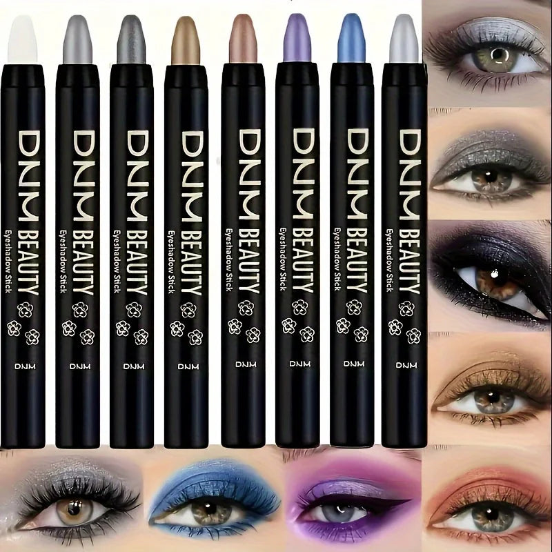 Shimmery Monochrome Eyeshadow Pencil - Waterproof, LongLasting Eye Makeup in Black, Blue, Pink, Purple, Fair - 9 ColorGlitter Ey
