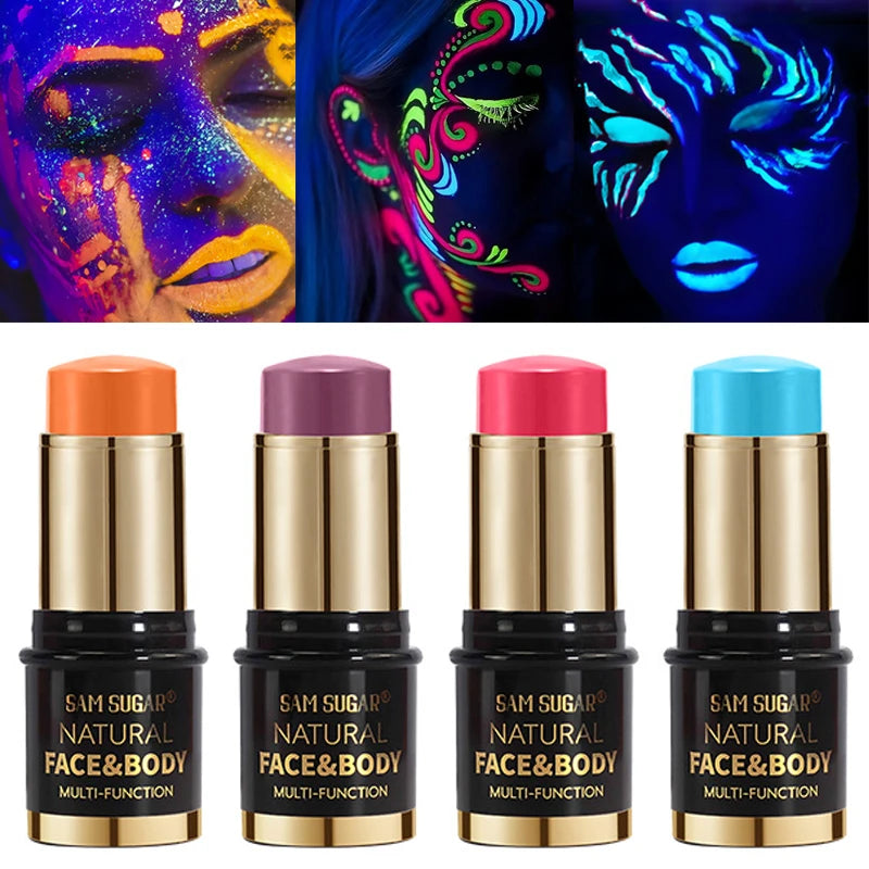 12-Colors Black White Halloween Makeup Waterproof Face & Body Paint Stick Neon Colorful Blue Green Yellow Face Paint Cosmetics