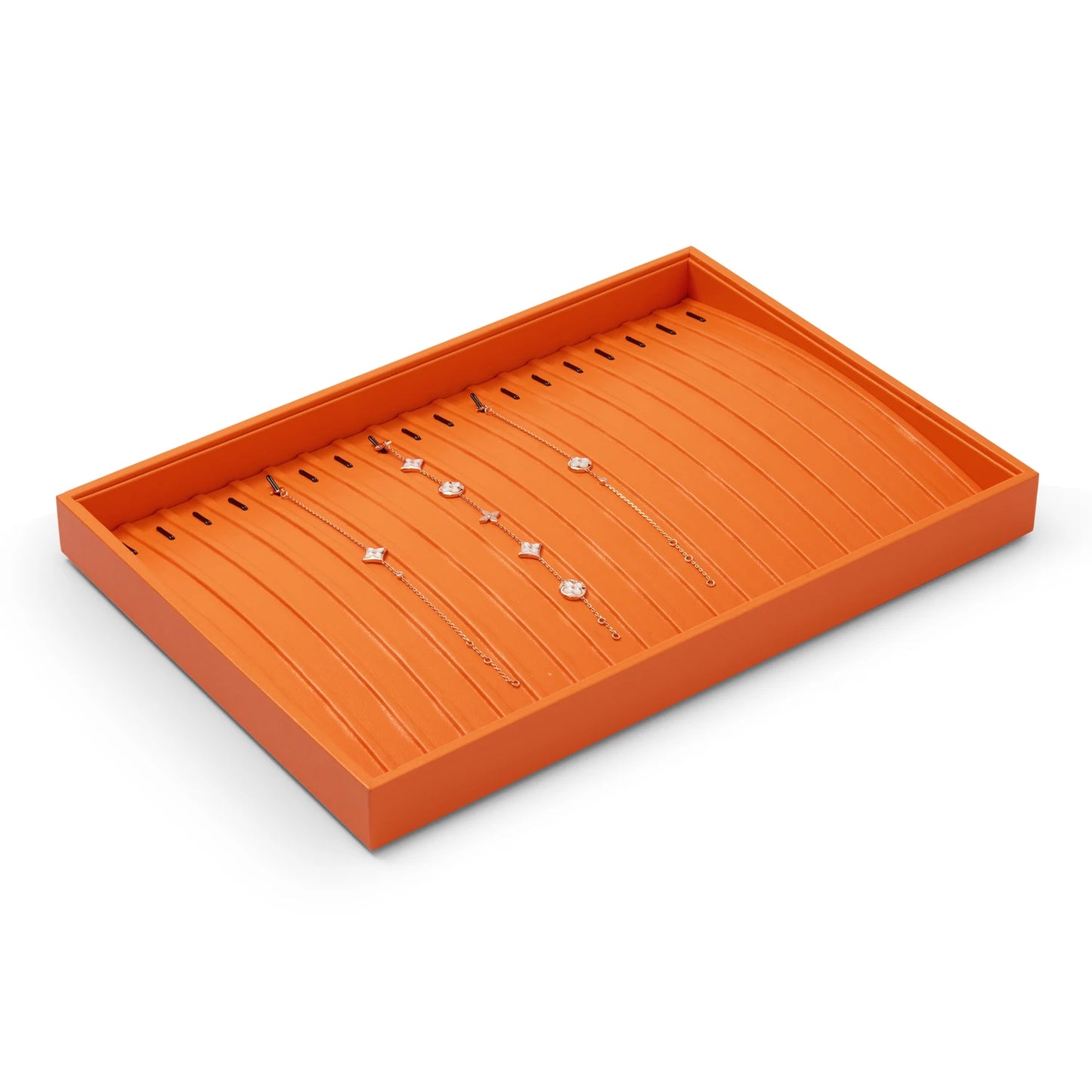 Oirlv New Luxury Orange Leather Stackable Jewelry Tray Jewelry Drawer Organizer Trays Rings Earrings Storage Display Props