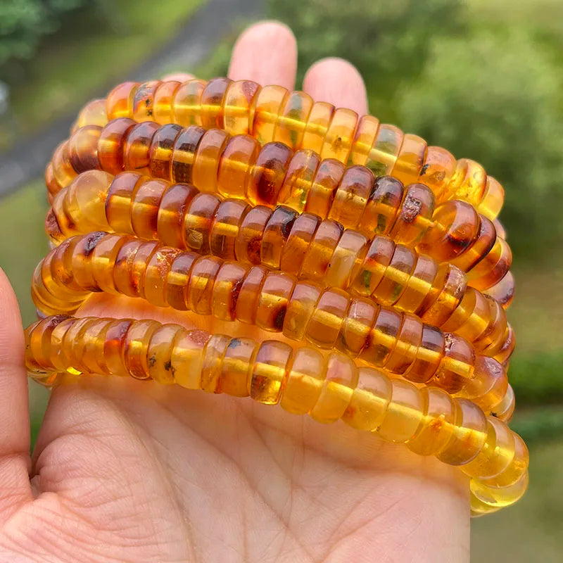 Baltic Plant Amber Bracelet for Women Gift Unique Handmade Irregular Golden Beads New Natural Stone Jewelry Supplier Wholesale