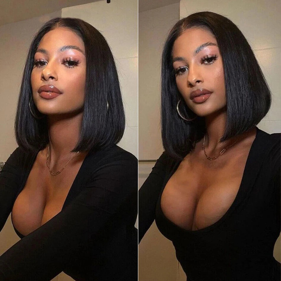 Brazilian 4x4 Lace Closure Wig Highlight Colored Human Hair Wigs Highlight Brown Bob Wigs Straight Remy Hair 180 Density On Sale