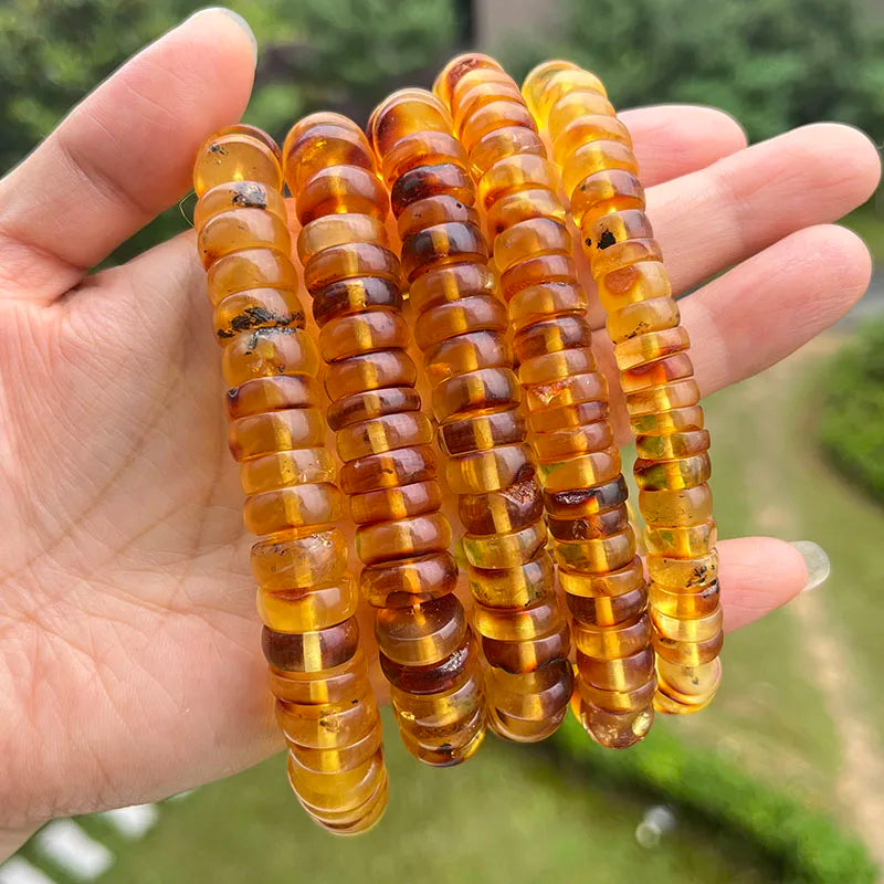 Baltic Plant Amber Bracelet for Women Gift Unique Handmade Irregular Golden Beads New Natural Stone Jewelry Supplier Wholesale