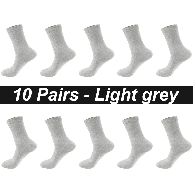 10Pairs/Lot Men Combed Cotton Socks Black Casual Business Breathable High Quality Man Sock New For Male Plus Size EU38-48