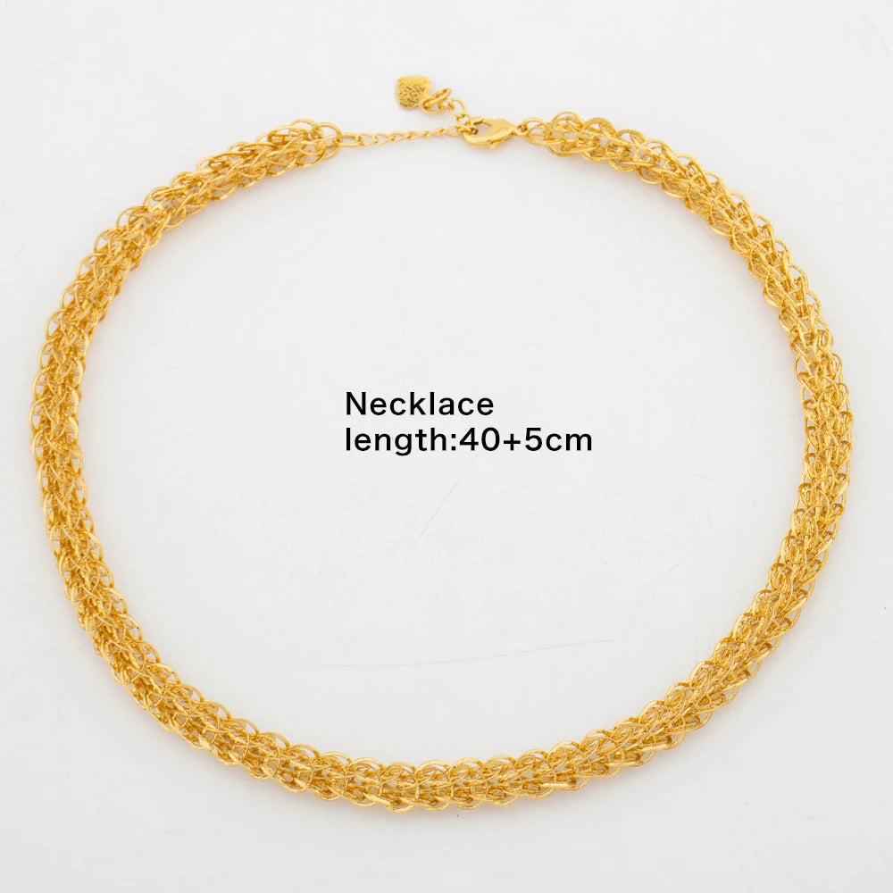 African Dubai Chain Necklace Jewelry Set for Women 18k Gold Color Choker Necklace Waist Belt for Weddings Bridal Jewelry Set