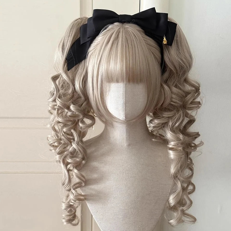 Platinum Blue Gradient Long Curly Wig - Heat Resistant Synthetic Cosplay