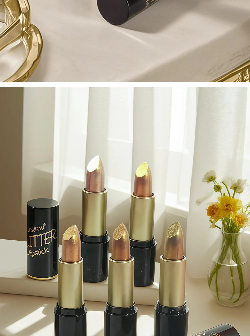 Shimmer Lipstick Moisturizing Long Lasting Waterproof Non Transfer Pearlescent Glossy Lip Gloss