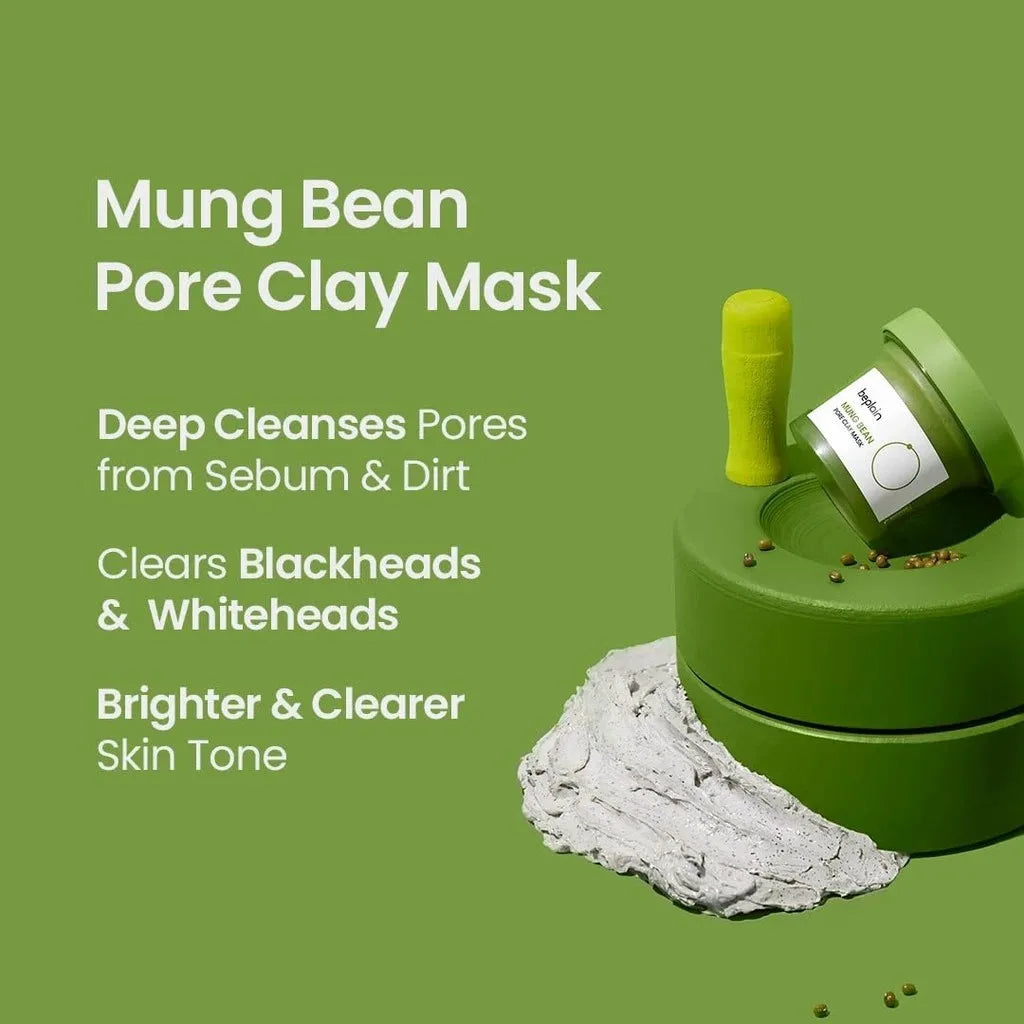Brand New Beplain Green Bean Sensitive Skin Gentle Facial Cleanser+Mud Mask+Makeup Removal Oil Care Set