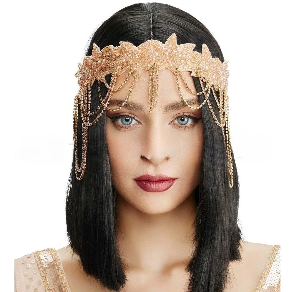 1920s Headband - Great Gatsby Rhinestone Fringe Hair Accessory